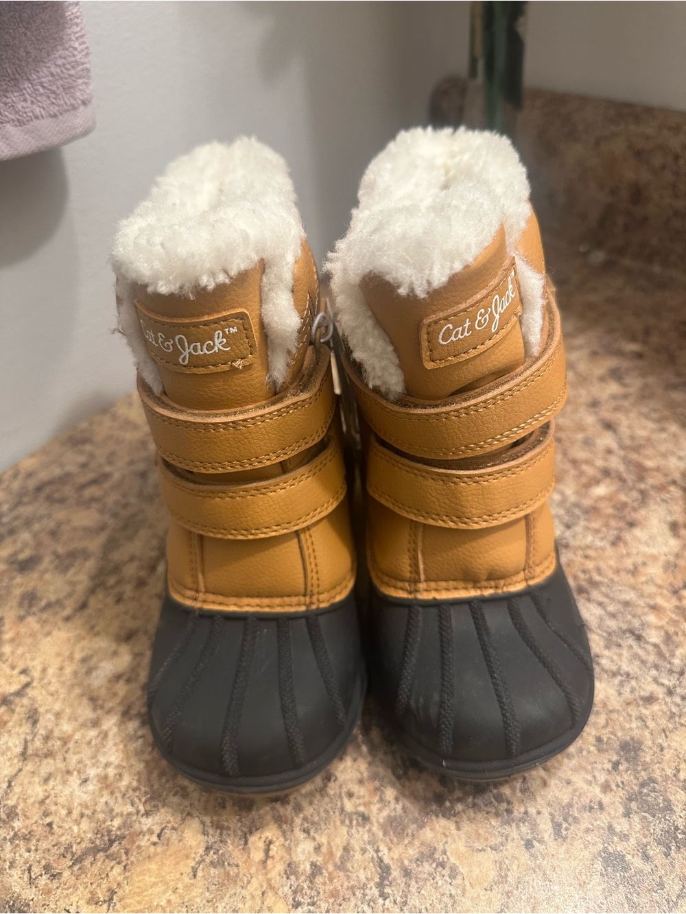 Cat & Jack Kids' Tan and Black Fleece-Lined Snow Boots